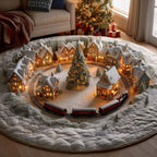 Holiday Locomotive Round Mat Rug - Nature Design | Serene Home Decor