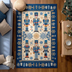 Holiday Nutcracker area rug in a living room