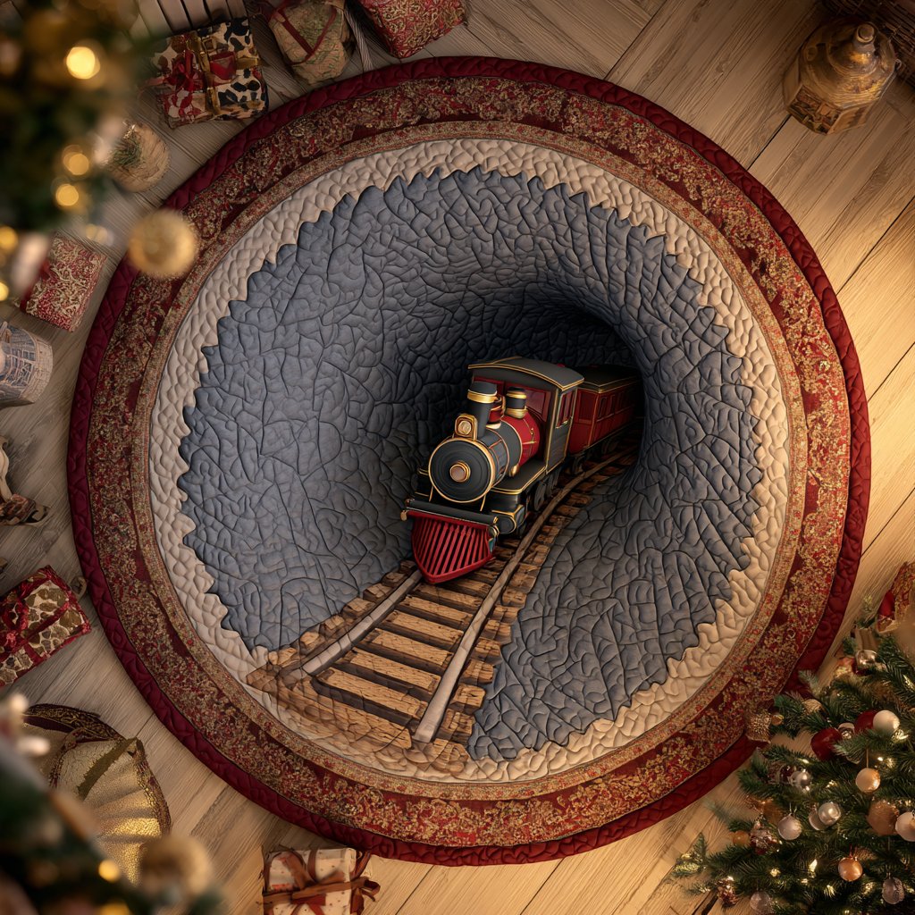 Holiday Path Christmas Round Mat Rug - washable non-slip printed rug