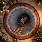Holiday Path Christmas Round Mat Rug - washable non-slip printed rug