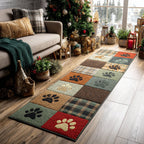 Holiday Paw Prints Runner Carpet Runner Rug - Cute Pet Design | Animal Printed Runner Rug