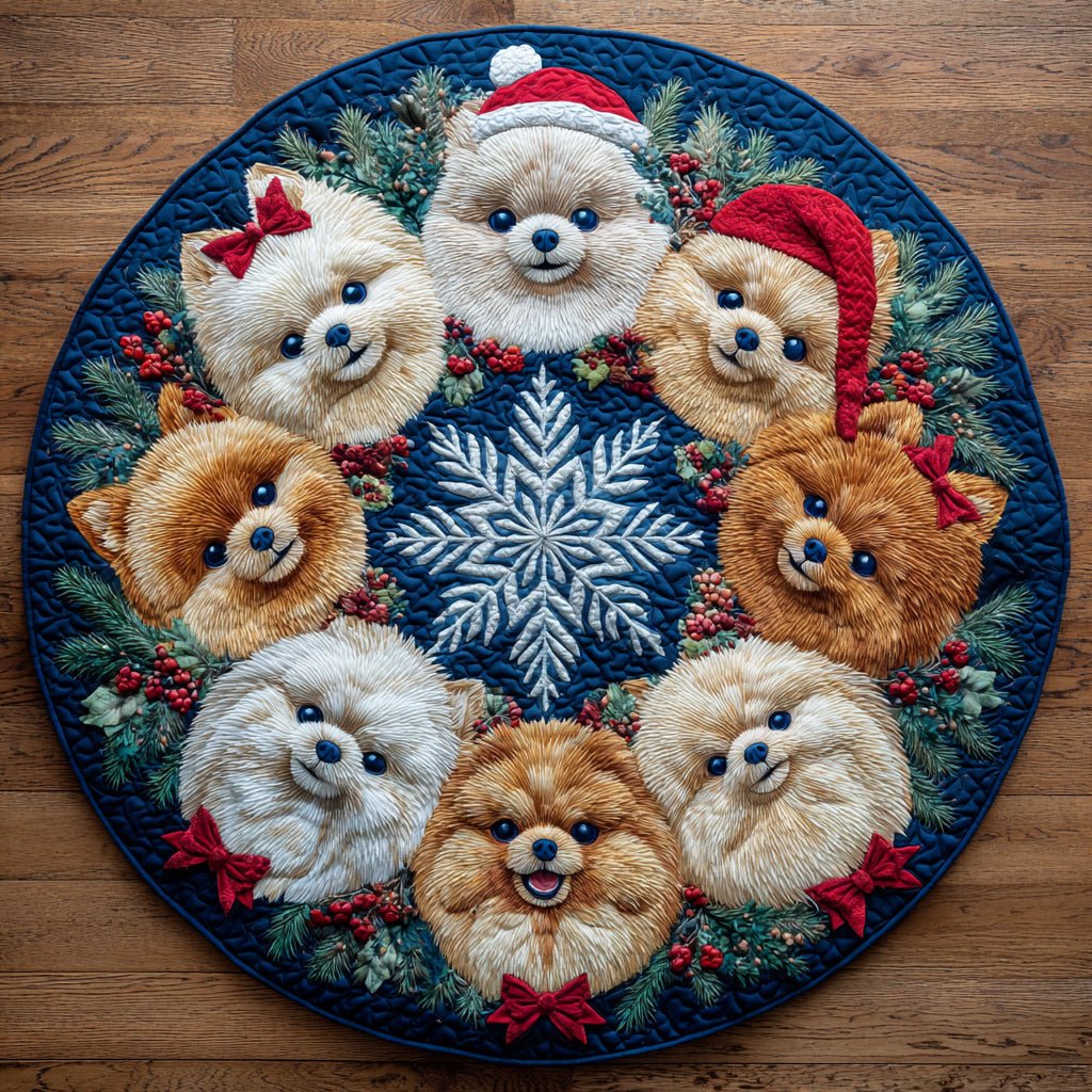 Holiday Pom Group Christmas Round Mat Rug - washable non-slip printed rug