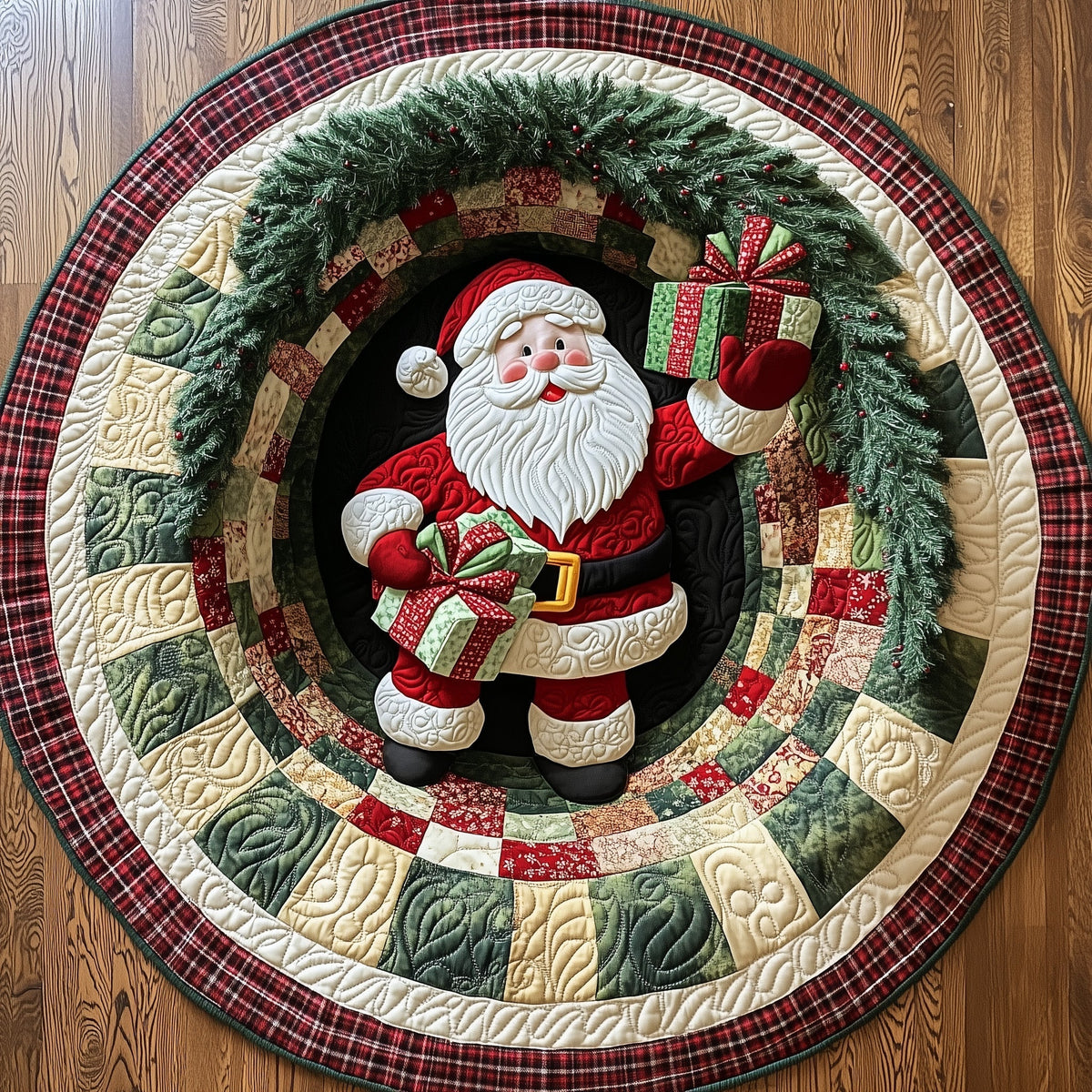 Holiday Santa Round Mat Rug