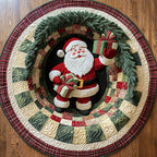 Holiday Santa Round Mat Rug