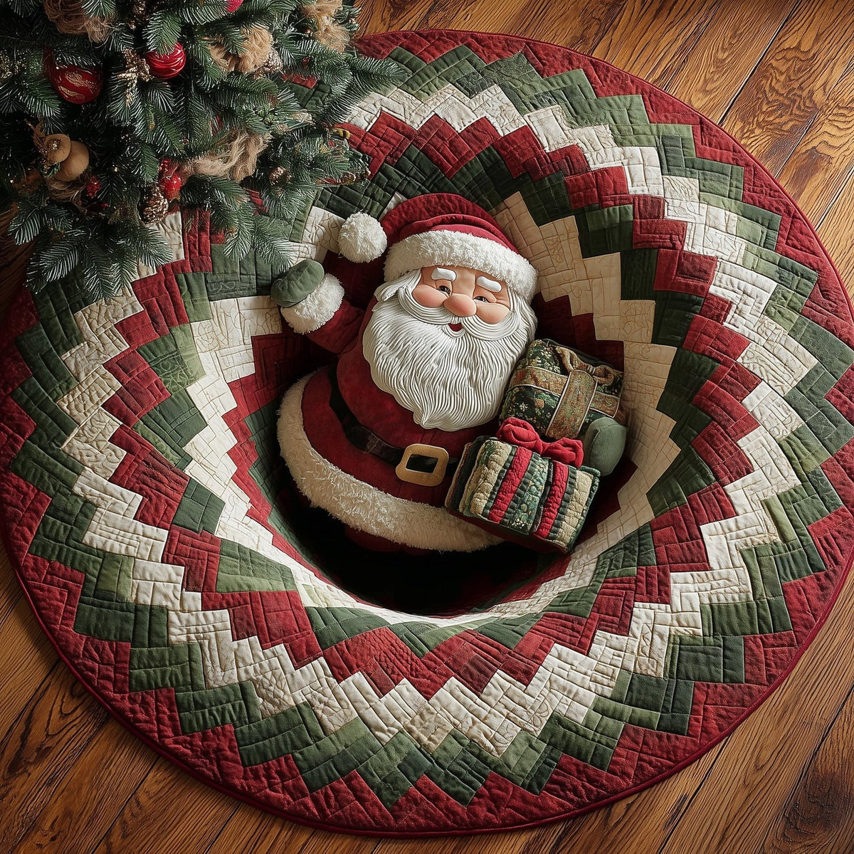 Holiday Santa Round Mat Rug - Nature Design | Serene Home Decor