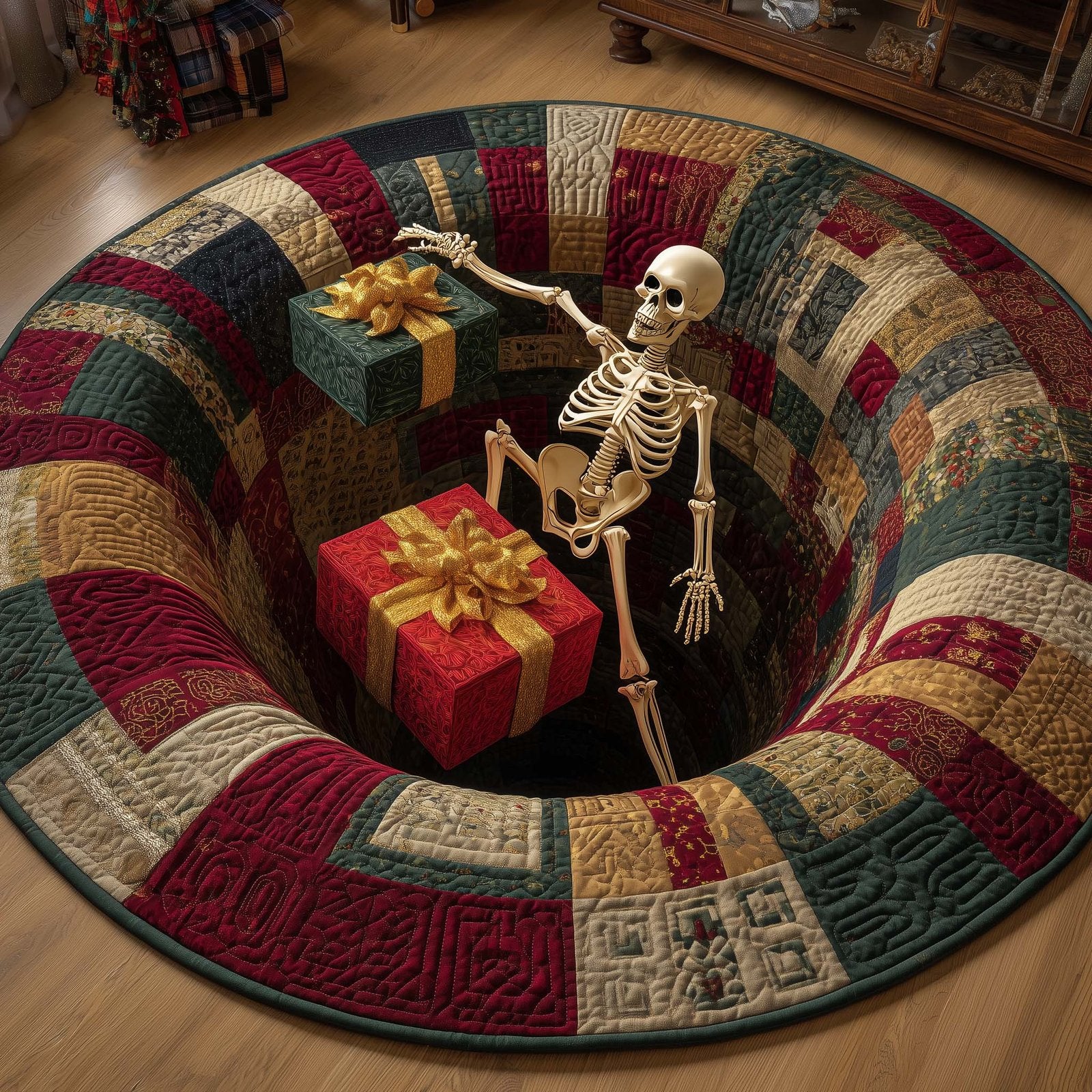 Holiday Skeleton Round Mat Rug - Nature Design | Serene Home Decor