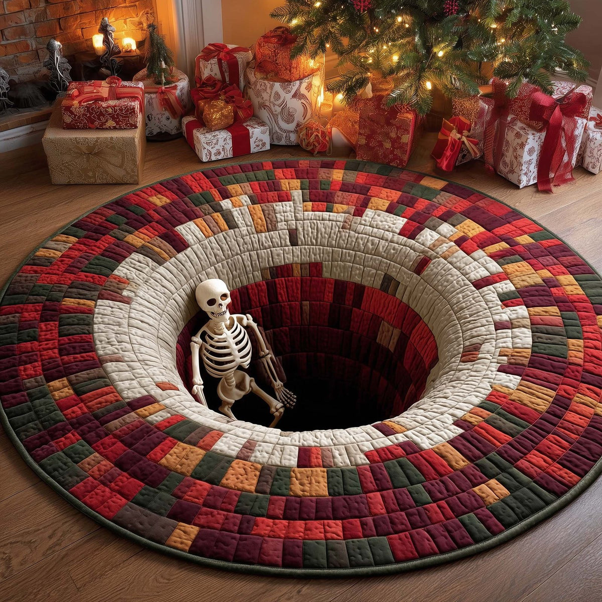 Holiday Skeleton Round Mat Rug - Nature Design | Serene Home Decor