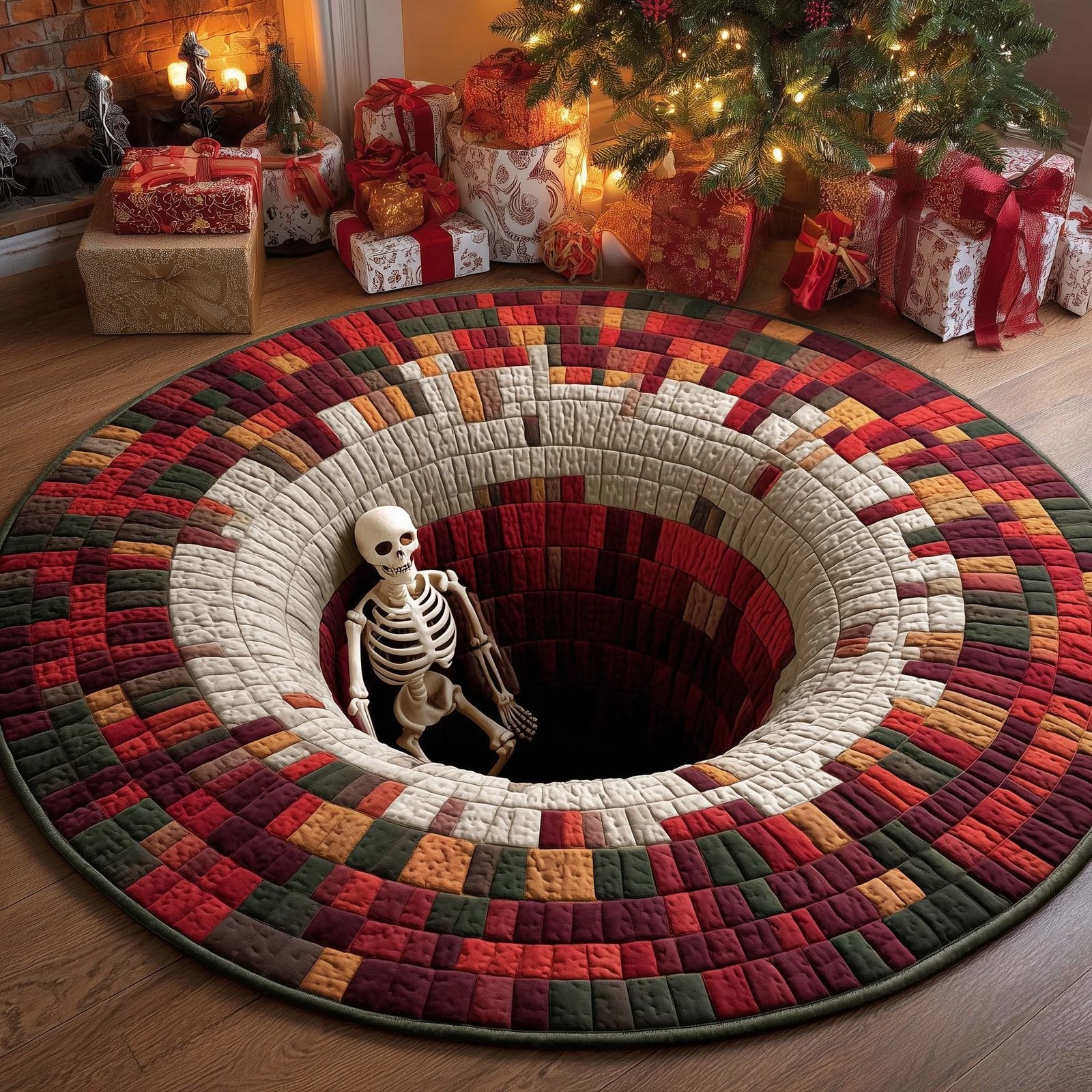 Holiday Skeleton Round Mat Rug - Nature Design | Serene Home Decor