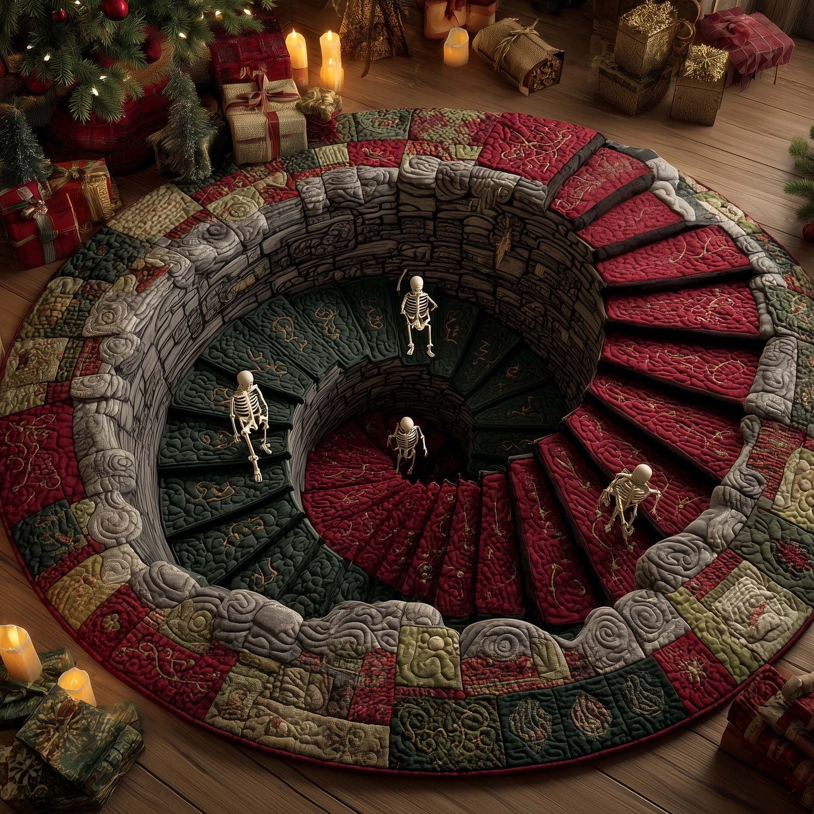 Holiday Skeleton Round Mat Rug - Nature Design | Serene Home Decor