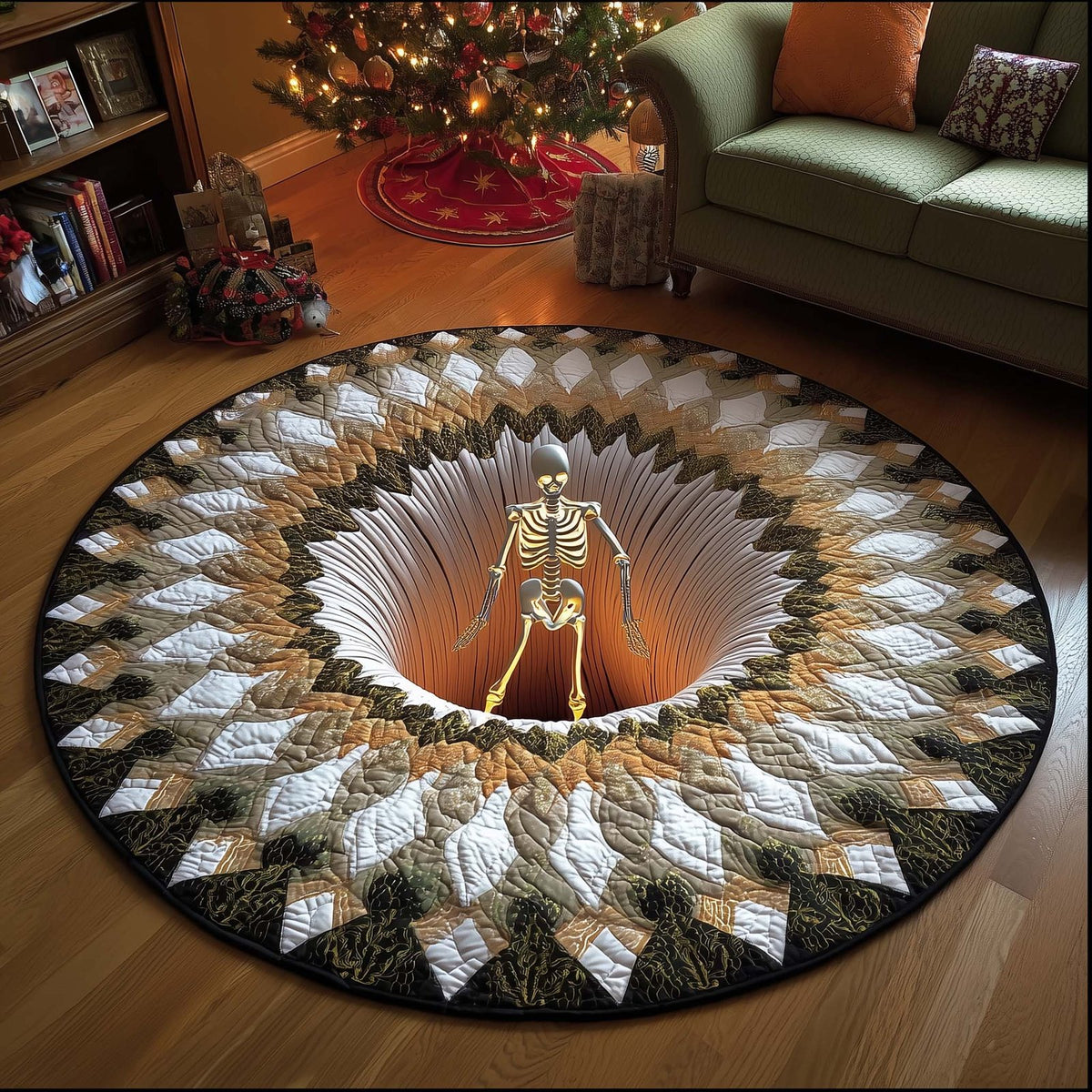 Holiday Skeleton Round Mat Rug - Nature Design | Serene Home Decor