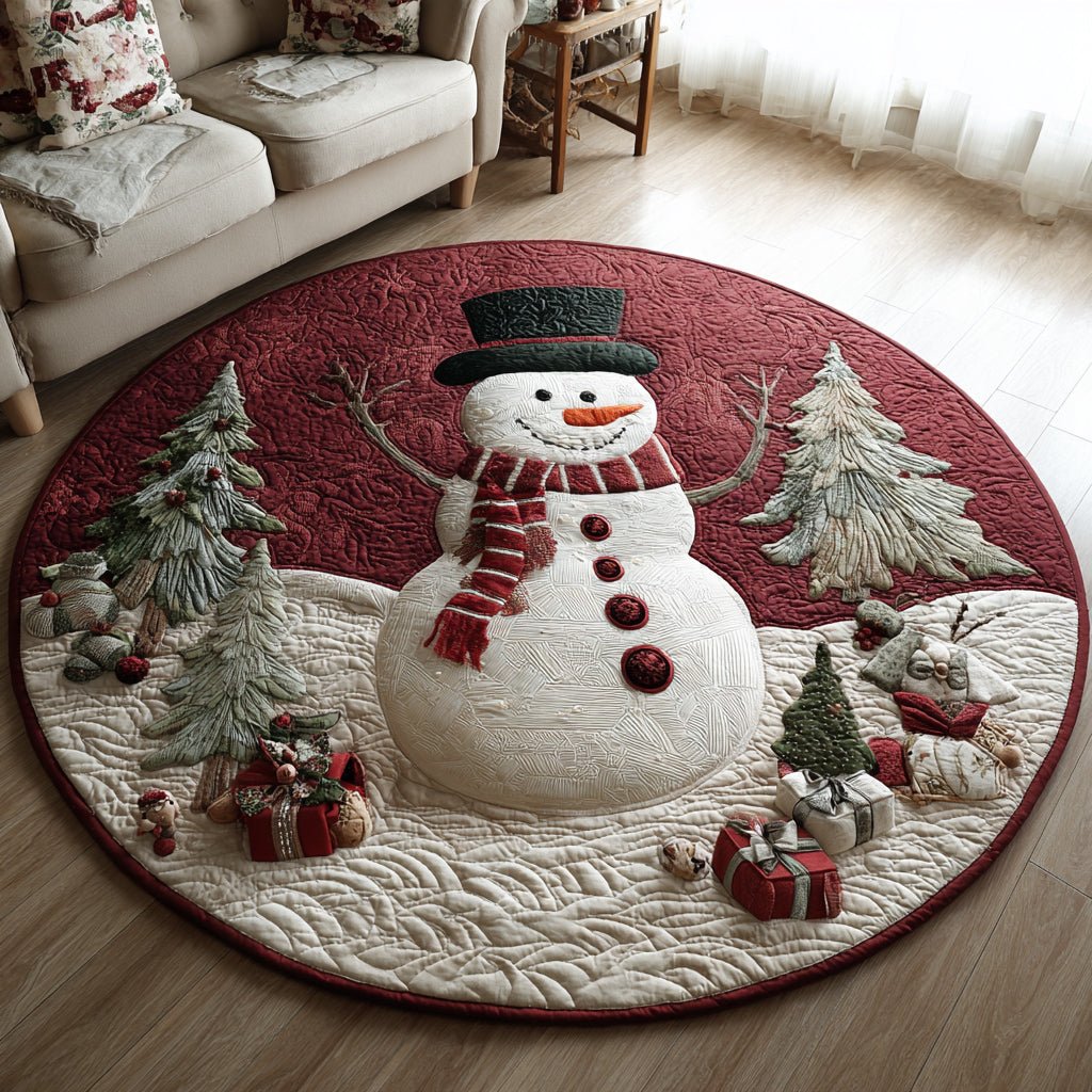 Holiday Snowman Gifts Christmas Round Mat Rug - washable non-slip printed rug