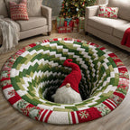 Holiday Spark Christmas Round Mat Rug - washable non-slip printed rug