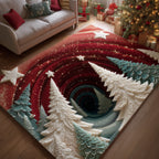 Holiday Sparkle Pine area rug in a living room