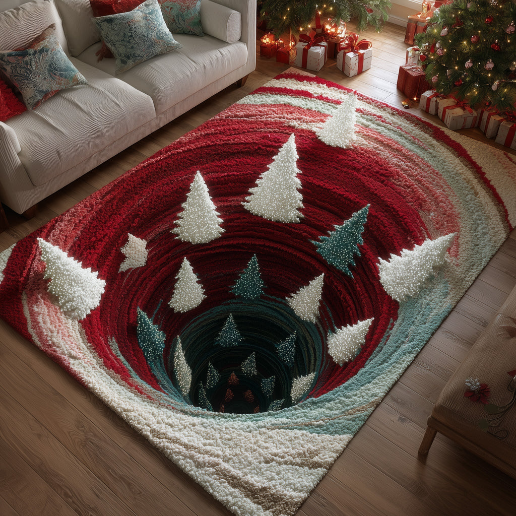 Holiday Sparkle Pine area rug in a living room