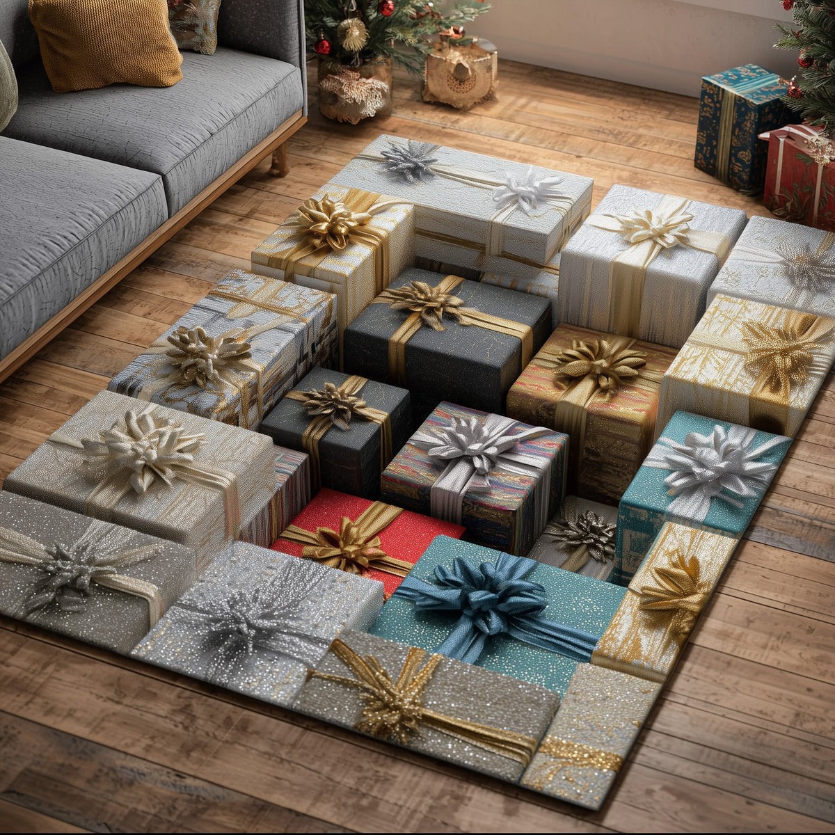 Holiday Surprise area rug in a living room