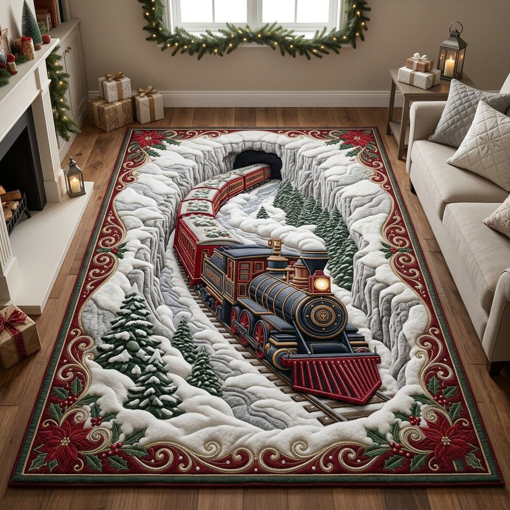 Holiday Train area rug in a living room