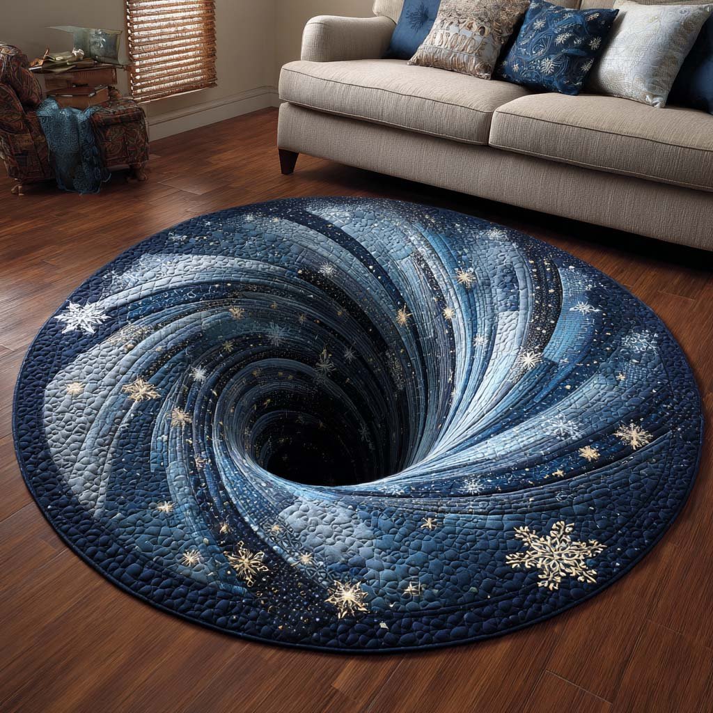 Holiday Twirl Christmas Round Mat Rug - washable non-slip printed rug