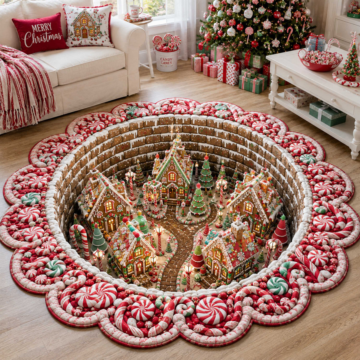 Holiday Wonderland Custom Shape Area Rug - Nature Design | Die-Cut Non-Slip Rug - washable non-slip printed rug