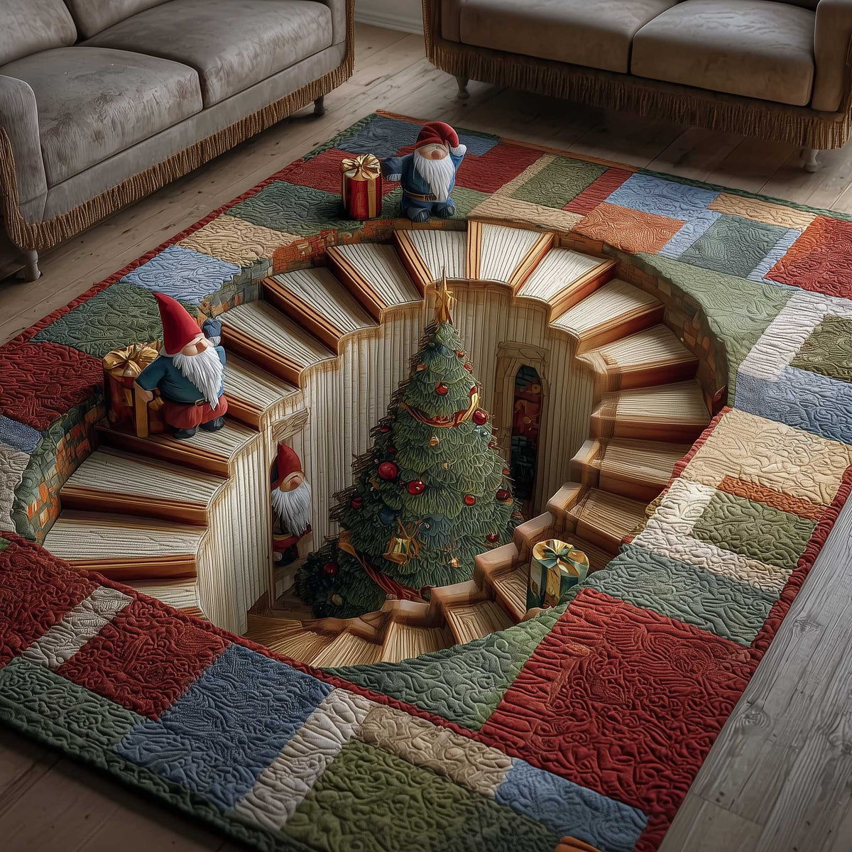 Holiday Workshop area rug in a living room