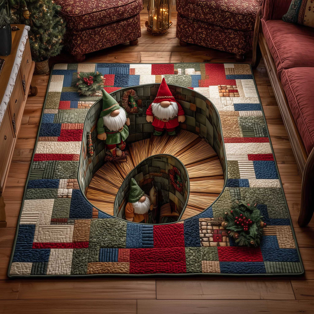 Holiday Workshop area rug in a living room