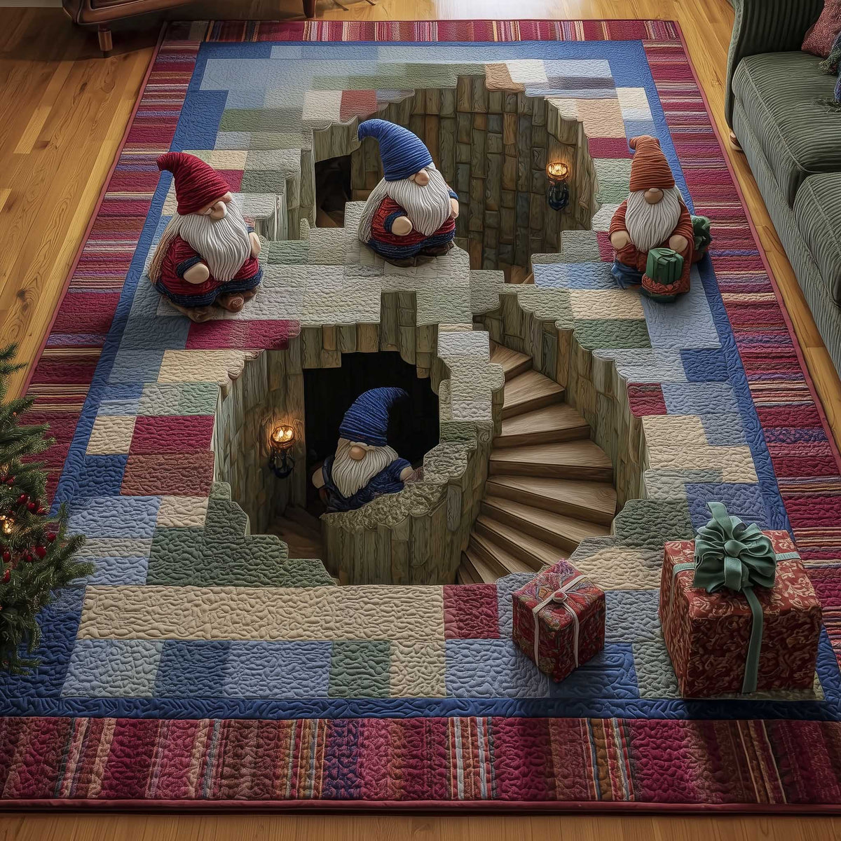 Holiday Workshop area rug in a living room