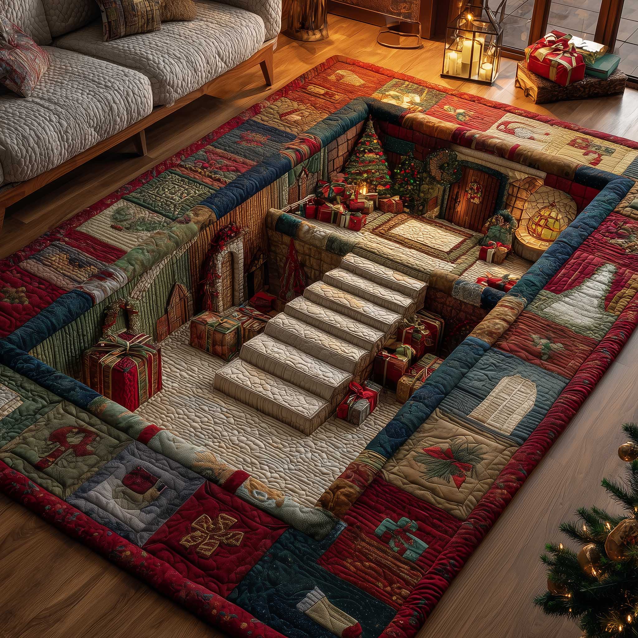 Holiday Workshop area rug in a living room