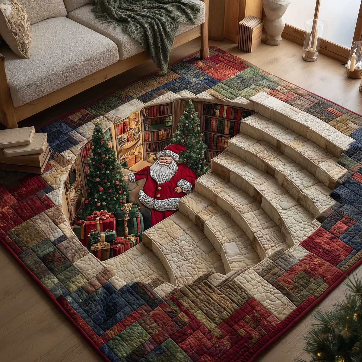 Holiday Workshop area rug in a living room