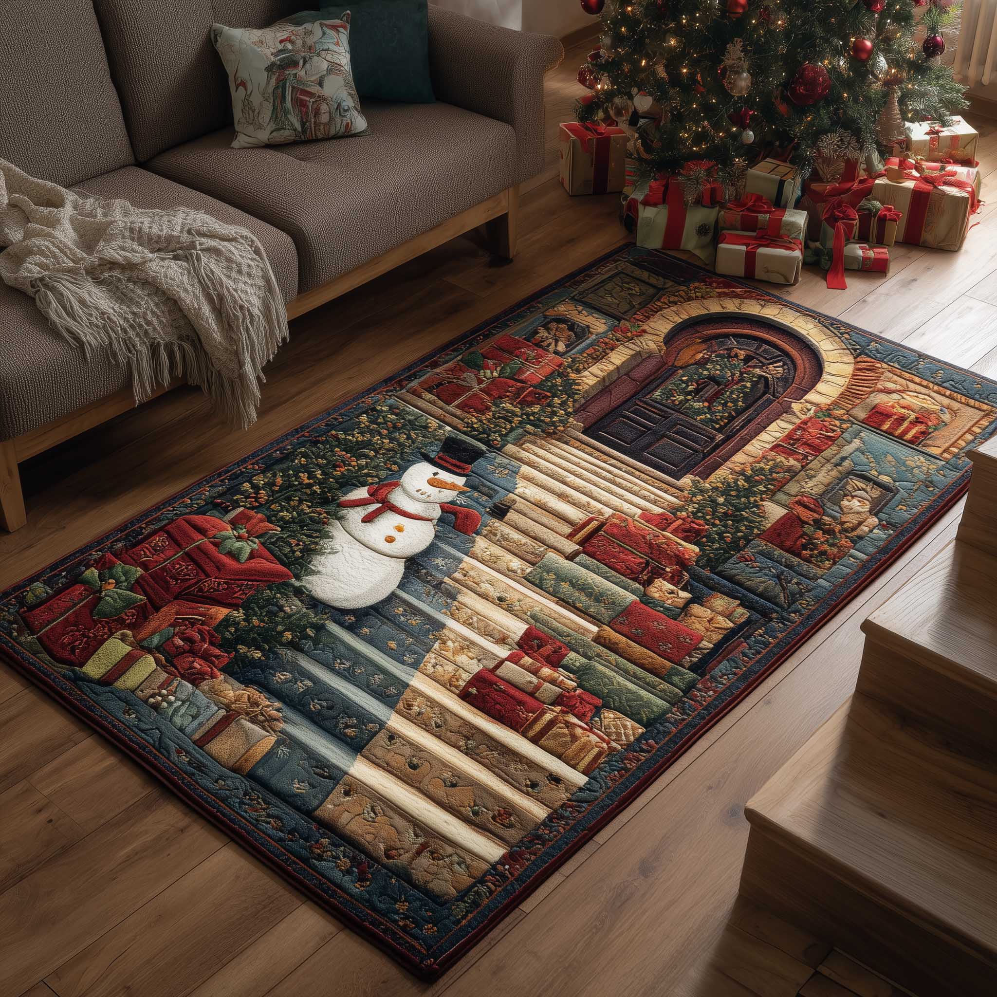 Holiday Workshop area rug in a living room