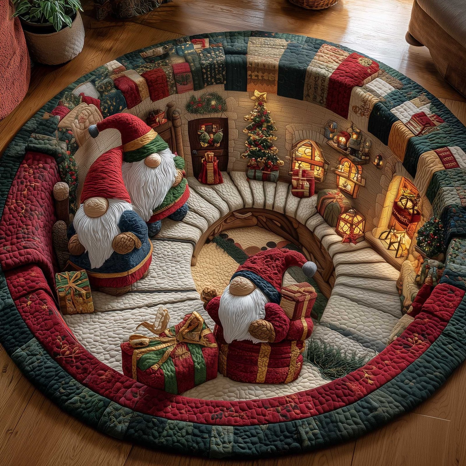 Holiday Workshop Round Mat Rug - Nature Design | Serene Home Decor