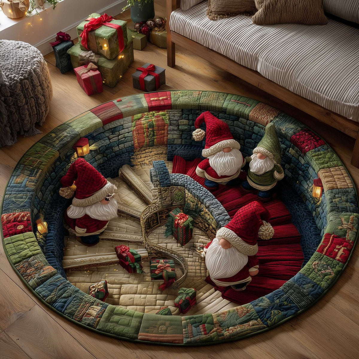 Holiday Workshop Round Mat Rug - Nature Design | Serene Home Decor