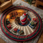 Holiday Workshop Round Mat Rug - Nature Design | Serene Home Decor
