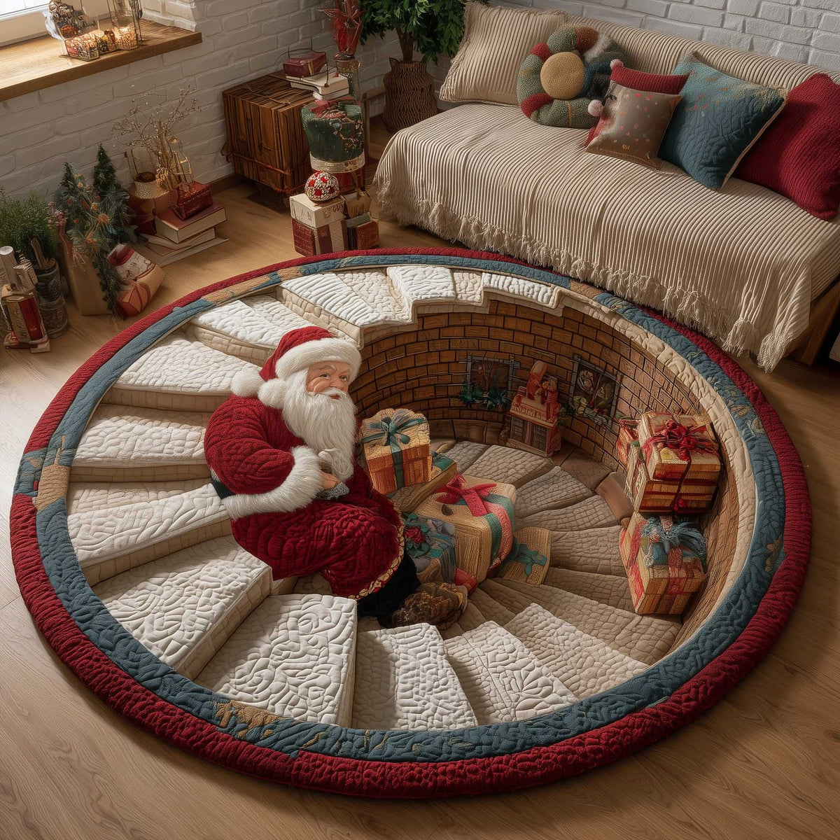 Holiday Workshop Round Mat Rug - Nature Design | Serene Home Decor
