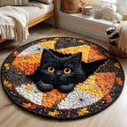 Hollow Cat Rise Round Mat Rug - Cute Pet Design | Animal Printed Home Decor