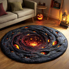 Hollow Eye Pit Round Mat Rug - washable non-slip printed rug