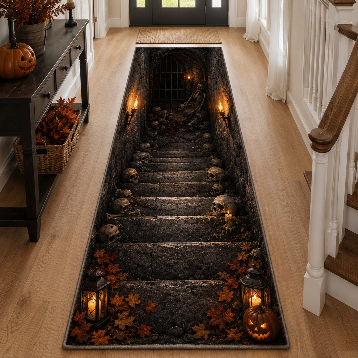 Hollow Grasp Runner Rug - Nature Design | Serene Runner Rug (Design 1) - washable non-slip printed rug