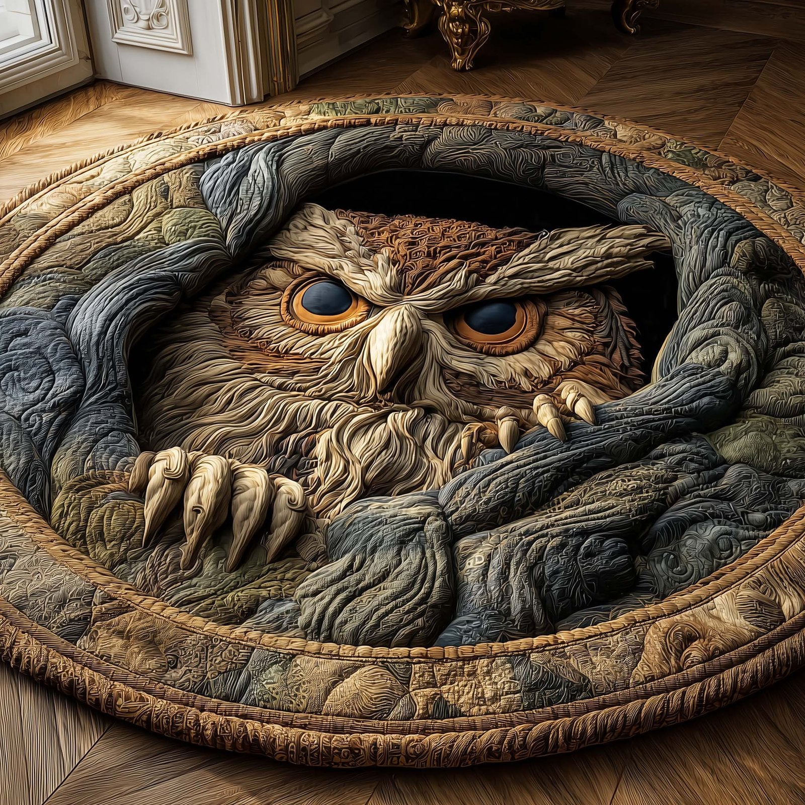Hollow Owl Round Mat Rug - Cute Pet Design | Animal Printed Home Decor