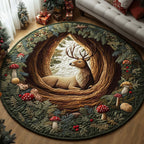 Hollow Rest Round Mat Rug - washable non-slip printed rug