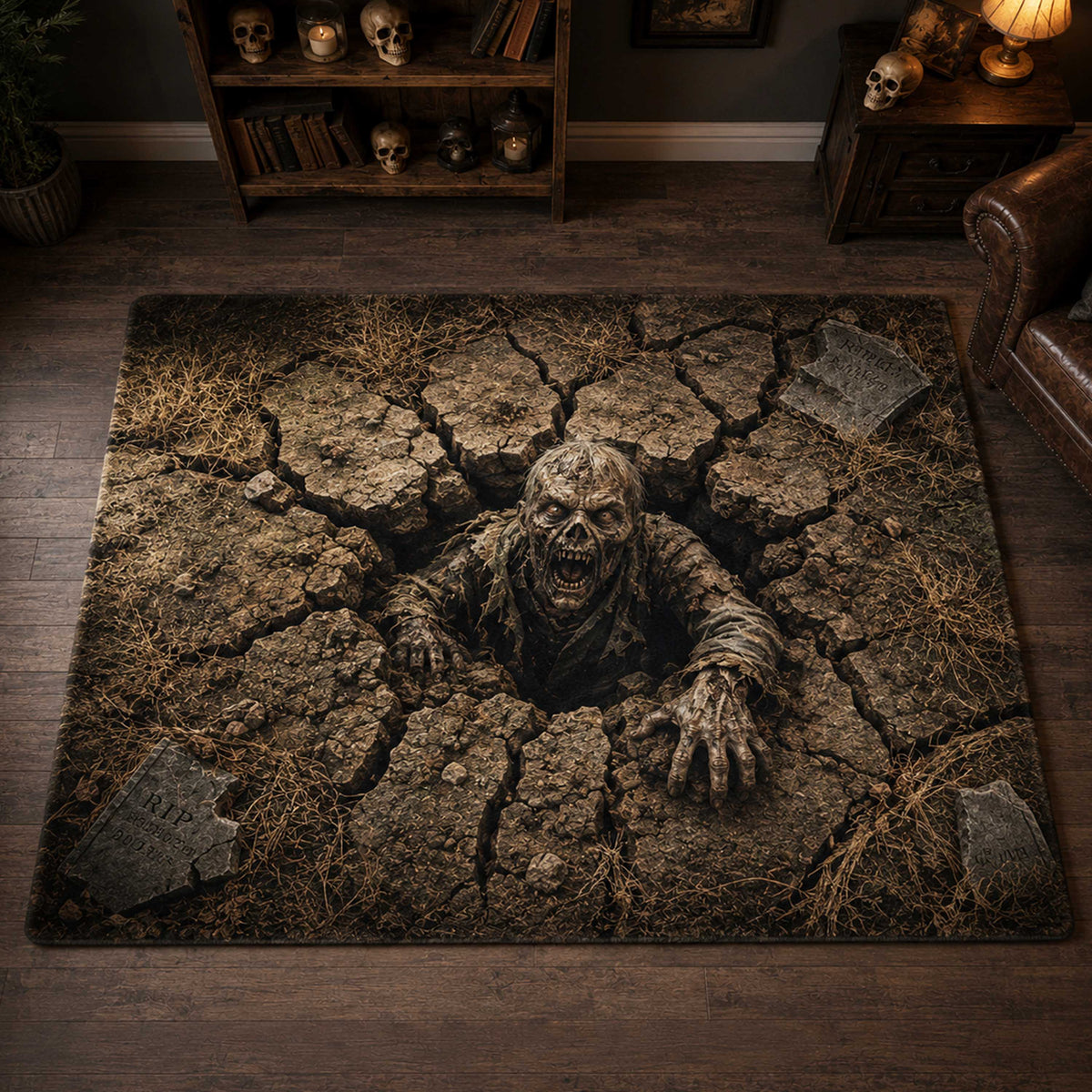 Hollow Terror area rug in a living room