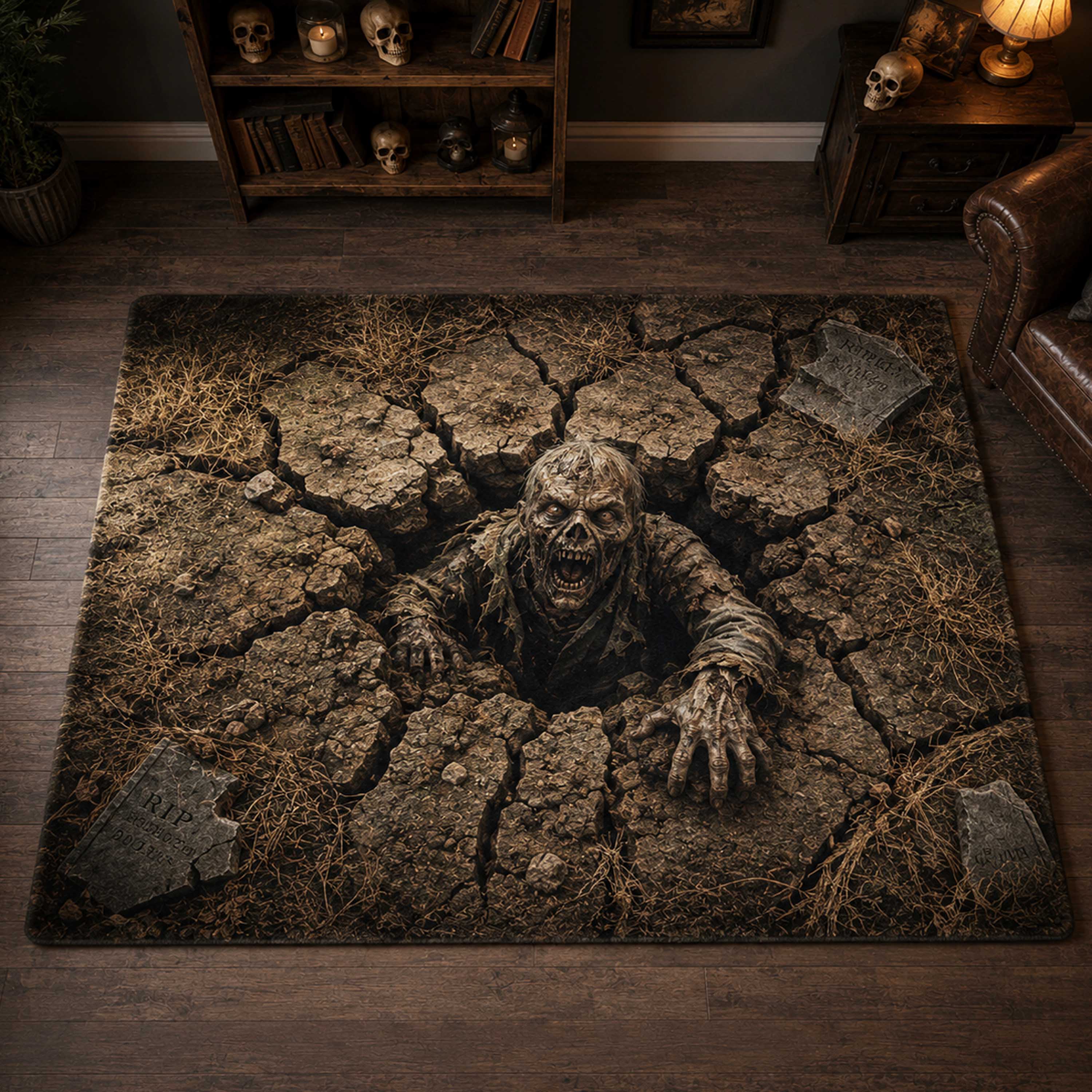 Hollow Terror area rug in a living room