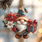 Holly Gift Gnome Christmas Ornament