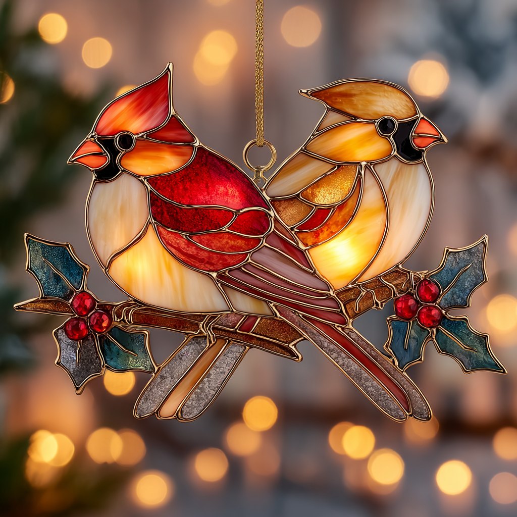 Holly Pair Christmas Ornament