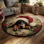 Holly Doberman Peak Round Mat Rug - washable non-slip printed rug