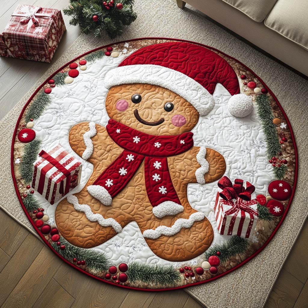 Holly Dream Round Mat Rug - washable non-slip printed rug