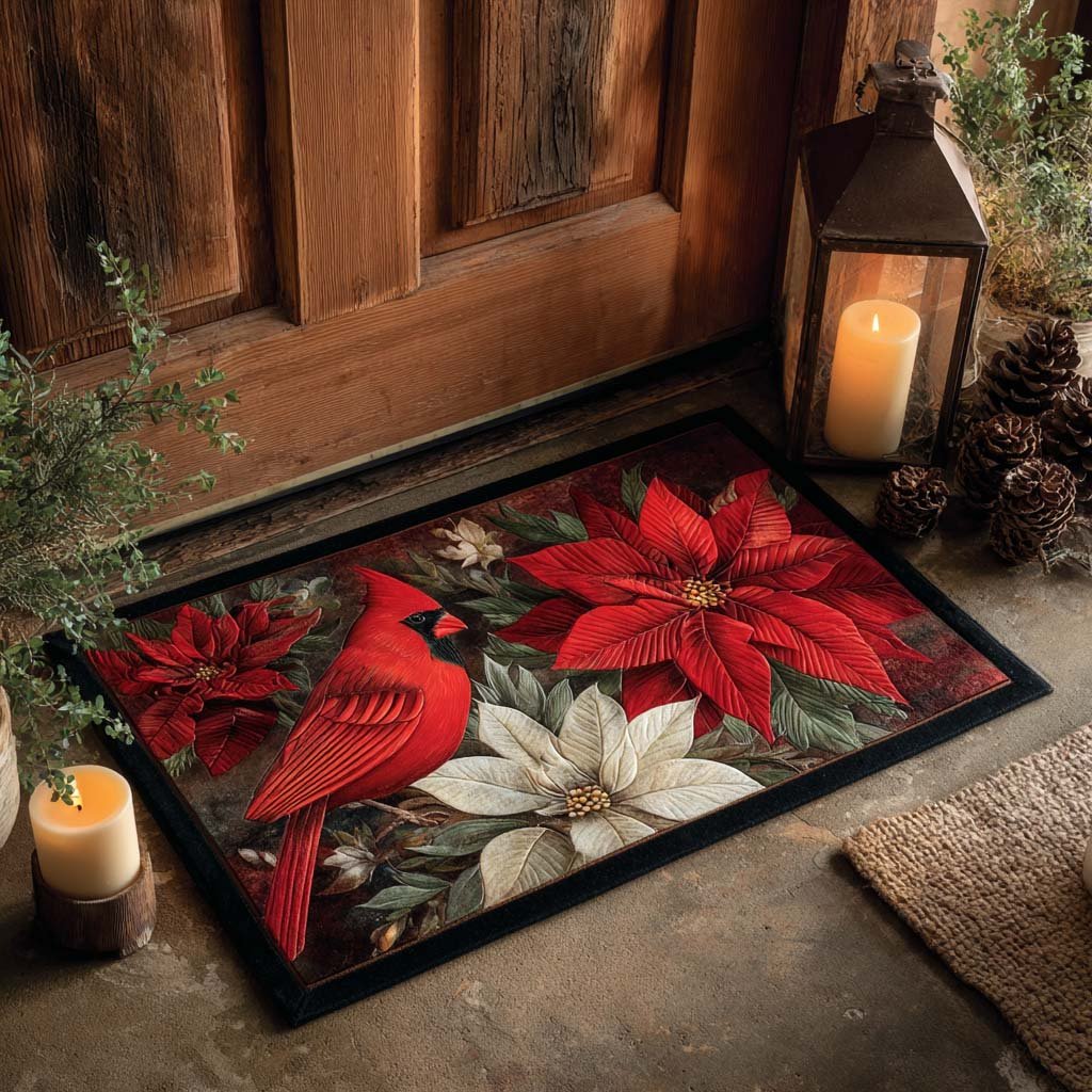 Holly Flame Doormat - Seasonal Holiday Design | Printed Welcome Doormat
