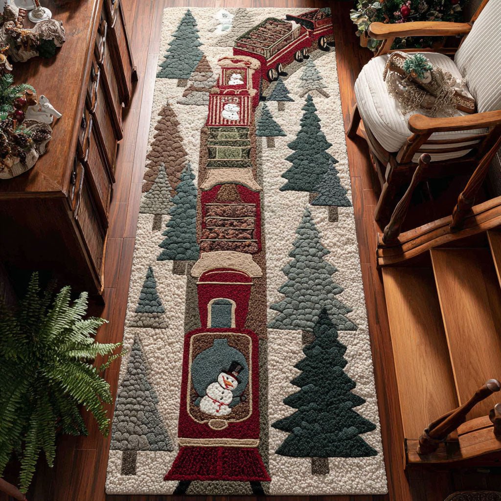 Holly Jolly Express Runner Carpet Runner Rug - Cute Pet Design | Animal Printed Runner Rug