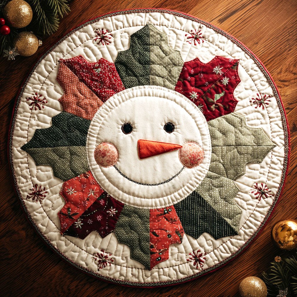 Holly Jolly Face Round Mat Rug - washable non-slip printed rug