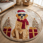 Holly Paws Round Mat Rug - washable non-slip printed rug