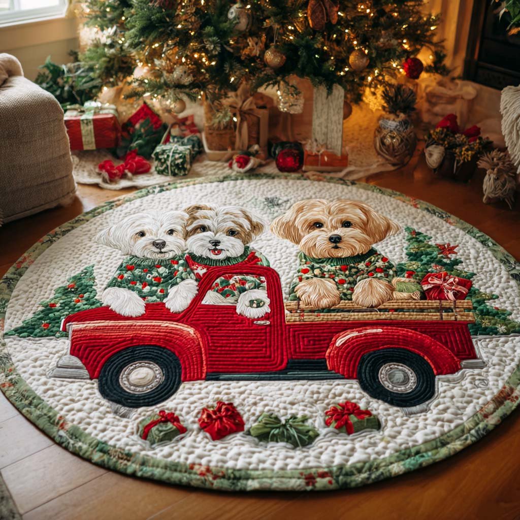 Holly Pine Round Mat Rug - washable non-slip printed rug