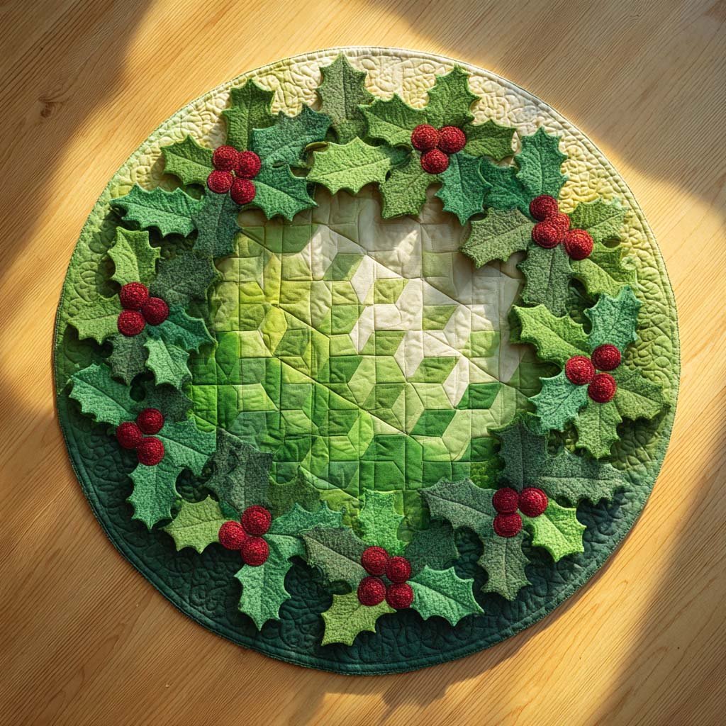 Holly Ring Round Mat Rug - washable non-slip printed rug