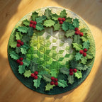 Holly Ring Round Mat Rug - washable non-slip printed rug